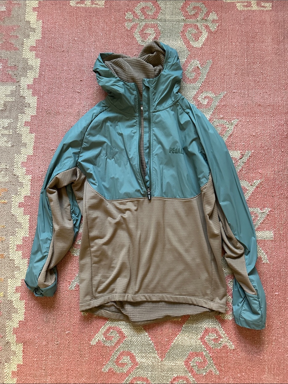 Men's Two-Tone Lightweight Hooded Jacket - Teal & Brown - pedaled x crankborther